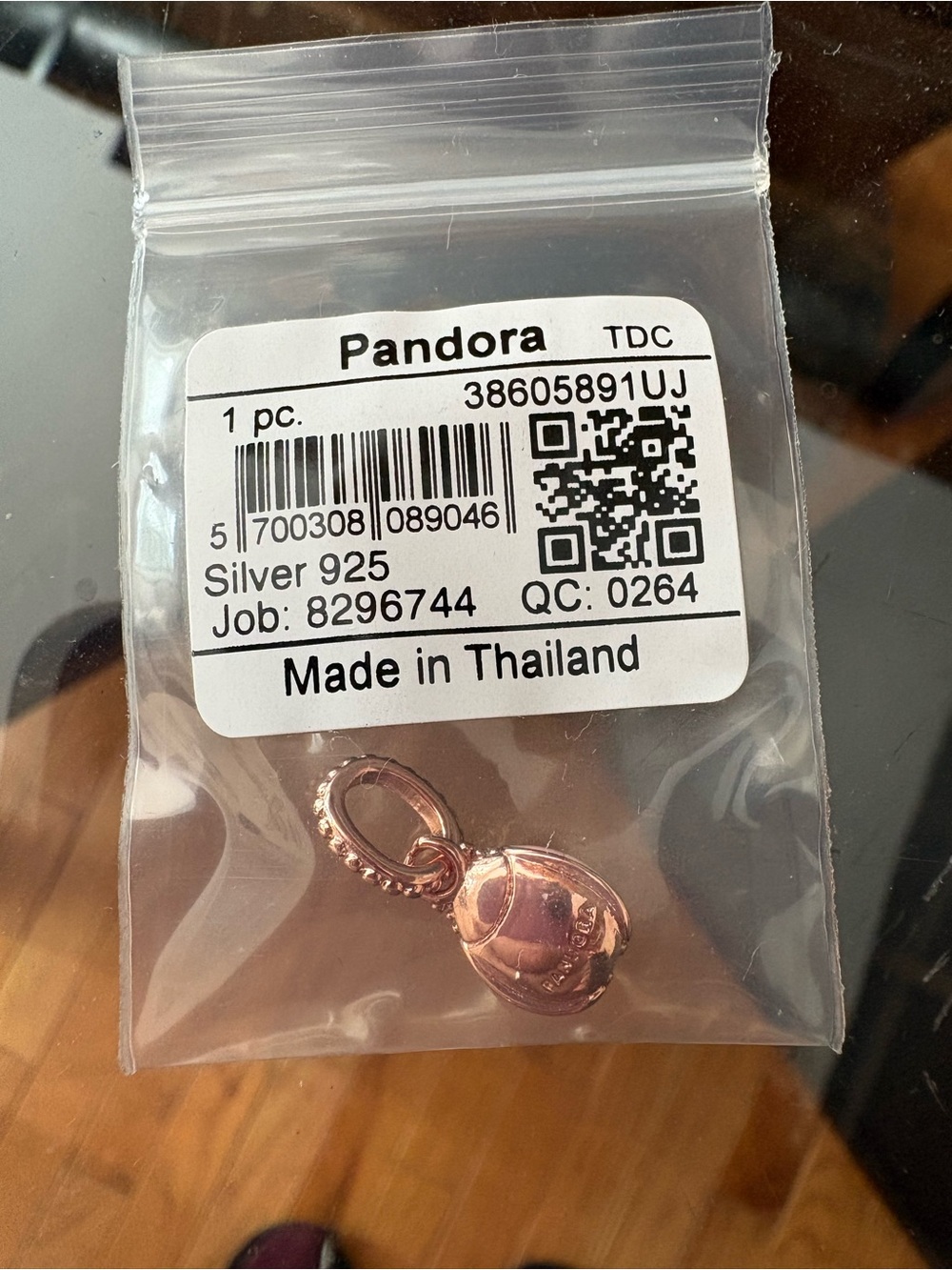 Pandora Silver 925 Rose Tone Charm in Clear Bag - Picture 3 of 4